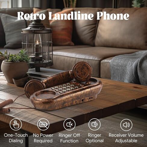 Landline Phones for Home Retro Corded Telephone, No AC Power Required, 3 SpeedDial Keys, Volume Adjustable, Ringer Optional, Wall Mount Vintage Telephone for House School in Saudi Arabia
