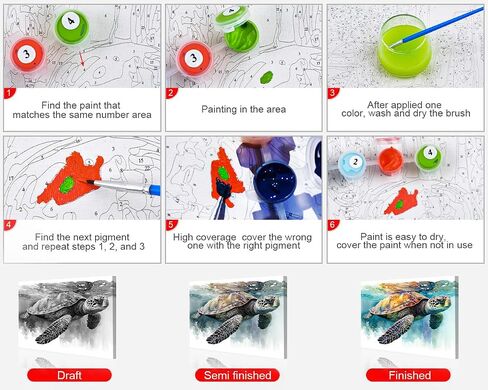 TUMOVO DIY الطلاء بالأرقام للبالغين، البوم الصغيرة الطلاء بالأرقام، 16 × 20 بوصة للبالغين الطلاء حسب الأرقام للمبتدئين على القماش، لون عديم اللهب حسب عدد مجموعات الأعمال الفنية in Saudi Arabia