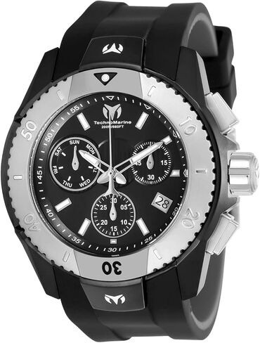 ساعة تكنومارين للرجال UF6 كوارتز ستانلس ستيل وسيليكون كاجوال (موديل: TM616003) (أسود) in Kuwait