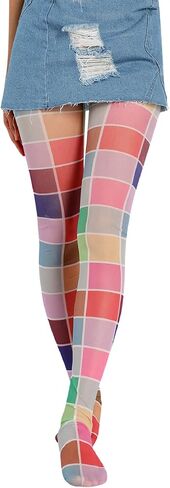 Vintage 60s Printed Funky Tights for Women Y2K Tie Dye Mesh Pantyhose Skinny Body Shaping Leggings Streetwear in Saudi Arabia