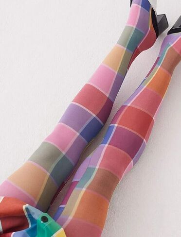 Vintage 60s Printed Funky Tights for Women Y2K Tie Dye Mesh Pantyhose Skinny Body Shaping Leggings Streetwear in Saudi Arabia