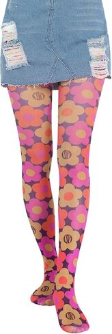 Vintage 60s Printed Funky Tights for Women Y2K Tie Dye Mesh Pantyhose Skinny Body Shaping Leggings Streetwear in Saudi Arabia
