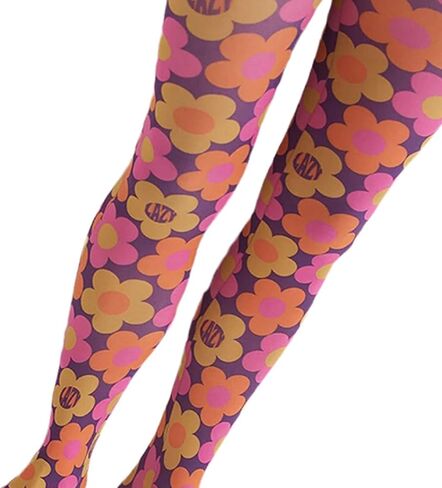Vintage 60s Printed Funky Tights for Women Y2K Tie Dye Mesh Pantyhose Skinny Body Shaping Leggings Streetwear in Saudi Arabia