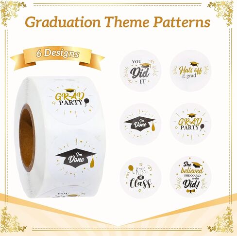 1000 قطعة من ملصقات التخرج، 2024 ملصقات قبعات التخرج لأختام مظاريف التخرج (1 بوصة) in Kuwait