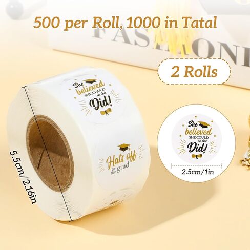 1000 قطعة من ملصقات التخرج، 2024 ملصقات قبعات التخرج لأختام مظاريف التخرج (1 بوصة) in Kuwait