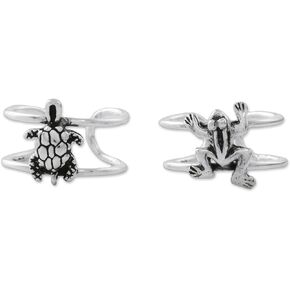 NOVICA Artisan Handmade Sterling Silver Ear Cuffs Frog Turtle from Thailand No Stone Animal Themed Turtleturtlefrog [1.4 in L x 0.2 in W] ' Frog and Turtle'