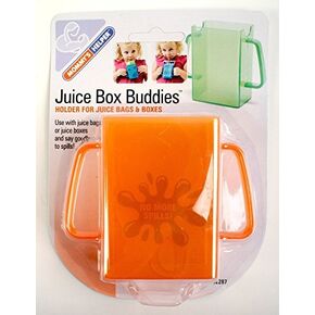 Mommys Helper Juice Box Buddies Holder for Juice Bags and Boxes, Blue, 2-Pack