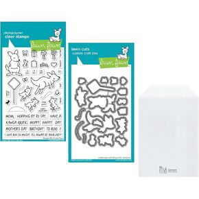 Lawn Fawn, 3 Item Bundle, Kanga-Rrific 4"x6" Clear Stamp Set, Coordinating Dies, Carnora Storage Pocket
