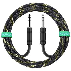10ft 1/4 Inch TRS Instrument Cable, Right Angle and Straight 6.35mm Male Jack Stereo Audio Interconnect Cord,Compatible for Bass,Keyboard,Mixer,Amplifier,Amp,ect (Straight, 10FT)