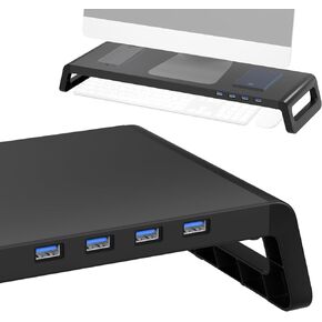 Monitor Stand Riser for Desk 4 USB 3.0 Hub Desk Monitor Riser Laptop Riser Stand (USB 3.0)