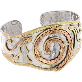 Birsppy Anju Mixed Metal Cuff Bracelet (Swirl)