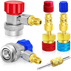 FANOVO Car A/C R1234YF R134A Adapters, High/Low Side R134a to R1234yf Conversion Adapter Kit, R134a & R1234yf Quick Couplers, for R134a & R1234yf Car Air Conditioning Systems