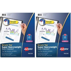 Avery: واقيات ملاءة علوية آمنة، مقياس ثقيل، Letter، Diamond Clear، 25 لكل عبوة -:- تباع كعبوتين من - 25 - / - إجمالي 50 لكل عبوة