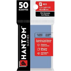 Phantom Sleeves: Red Size 45 x 68mm: Glossy Front/Back - 50 Pack - Transparent Protective Card Sleeves for Board Games, Trading Cards & Card Games