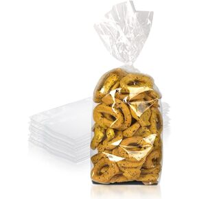 Gusseted Plastic Bread Bags 5 x 4 x 18 Inch, Plastic Bread Storage Bags 100 Pack, PE 1 Mil Clear Gusseted Plastic Bags, Waterproof Bread Storage Bags, Durable Clear Plastic Bags for Packaging