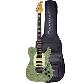 GoDpsMusic 6 String Solid-Body Electric Guitar, Left-Handed Grass-Stained Blue Jean (ST-ET-LH-HYBRID-FL-FMBLJ)
