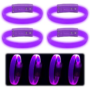 4 Magic Band Pack | Glow in The Dark | Flashing Light up for Concerts | Running Lights for Runners | Multiple Color Light up Bracelet | Glow in The Dark Bracelets | Led Bracelet (Blue)