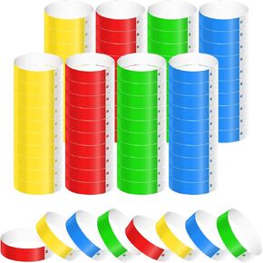 800pcs Neon Wristbands for Events, Colored Paper Bracelets Waterproof Identification Wristbands for Party Events Concerts Clubs(Green/Red/Blue/Yellow)
