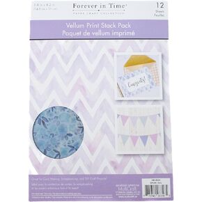 Forever in Time Paper Craft Scrapbook Vellum Print Stack Pack - Viola -12 Sheets