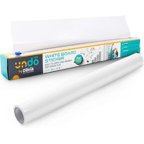 Davik - Multi-Purpose, Easy Cut and Setup Whiteboard Sticker - Customizable Peel and Stick Dry Erase Board for Wall Art or Classroom Decor- Office and School Supplies (24 Inches by 15 feet)