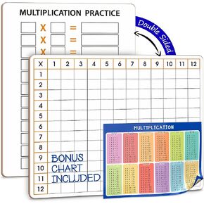 SCRIBBLEDO Dry Erase Multiplication Chart Whiteboard 11" x 14" Multiplication Table Double Sided Times Table Math Manipulatives White Board for Kids Students Classroom and Home Mini Lapboard Game
