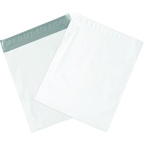 BOX USA Poly Mailer Envelopes, 20' x 24' x 4', White, Self-Seal with Tear Strip, Gusseted, Waterproof and Puncture Resistant, for Shipping Bulky Items, Books and Catalogs, Pack of 100
