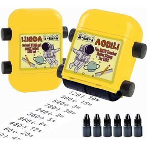 Kids Math Roller Stamps Set - 3 Pack Refills,Aodili Addition and Subtraction 2 in 1 Self-Inking Digital Questions Teacher Stamps for Kindergarten Practice, Homework, Teacher Supplies(Blue)
