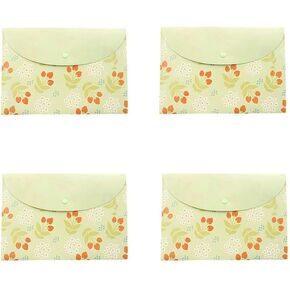 SEIWEI 4Pcs Document Folder A4 File Bags with Snap Button Closure Papers Letter Organizer for Office School Waterproof Floral Design (4 Mix Color)