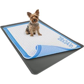 Skywin Pee Pad Holder for 28 x 34 Inches Training Pads - Easy to Clean and Store Dog Puppy Pad Holder – Silicon Wee Wee Pad Holder, No Spill Puppy Pad Holder (Grey)
