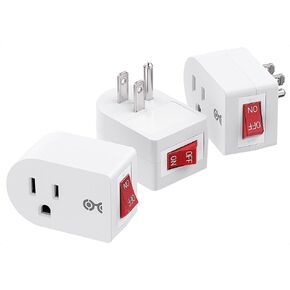 Cable Matters [ETL Listed] 3 Pack Grounded Outlet with ON Off Switch, Single Outlet Switch ON Off/Plug Switch in White