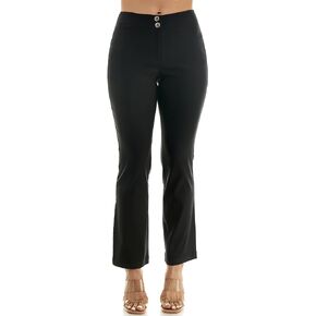 Nanette Nanette Lepore Women's Double Button Boot Cut Freedom Stretch Full Length Pant with Functional Pockets