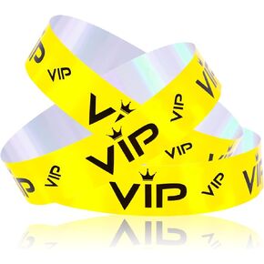 500pcs Paper Wristbands, VIP Wristband Paper Party Wristbands Paper Bracelets Wristbands VIP Armbands for Events Entrance VIP Party Music Festival Concerts (Glitter Gold)