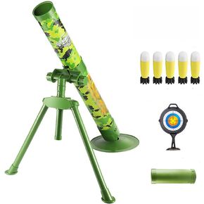 Mortar Launcher Playset for Kids 6-12 Years Old, Soft Foam Rocket Kids Play Set with 5 Safety Foam Shells for Boys and Girls (Five Shells Yellow)