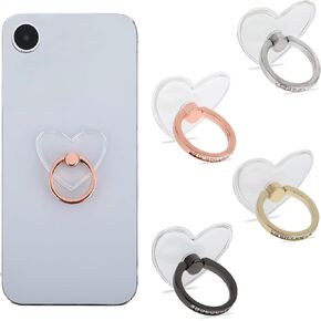 4Pcs Clear Cell Phone Ring Holder Transparent Phone Grips Stand Holder 360 Degree Rotation Finger Ring Holder for Most Phones, Tablet and Case(4 Color)