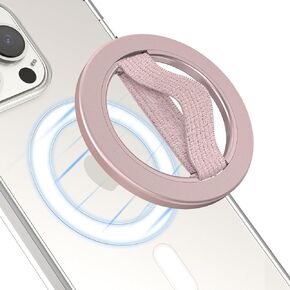 مقبض هاتف EWA MagOne Lite الجيل الثاني مع حلقة إصبع مرنة قابلة للاستبدال، وحلقة حامل حلقة مغناطيسية قابلة للإزالة، وملحقات لهاتف iPhone 15، 14، 13 Pro/Max/Plus-Rosegolden