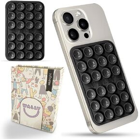 Wally Suction Phone Case Mount, Silicon Adhesive Phone Accessory for iPhone and Android, Hands-Free Fidget Toy Mirror Shower Phone Holder, Tiktok Videos and Selfies with Magnetic Gift Case (Midnight)