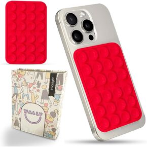 حامل حافظة هاتف Wally Suction، ملحقات هاتف لاصقة من السيليكون لهواتف iPhone وAndroid، حامل هاتف دش بمرآة لعبة فيدجيت بدون استخدام اليدين، مقاطع فيديو Tiktok وصور شخصية مع حافظة هدايا مغناطيسية (وردي)