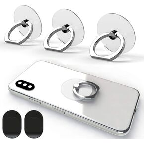 Transparent Phone Ring Holder Grip 360 Degree Free Rotation, Clear Cell Phone Finger Ring Kick-Stand Compatible with iPhone X 8 7 Plus 6S 6 5s 5 SE, Galaxy S9 S8 S7 S6 Edge (Silver)