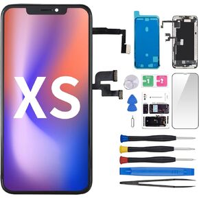 for iPhone Xs Screen Replacement 5.8" with Ear Speaker and Proximity Sensor, 3D Touch LCD Display Digitizer Full Assembly with Front Earpiece Fix Tool Glass, Repair Kit A1920 A2097 A2098 A2100