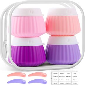Travel Containers for Toiletries,TSA Approved Silicone Cream Jars, Travel Essentials Accessories with Clear Bag and Labels, Leak Proof Travel Size Jars for Liquid Cosmetic Face Body Hand Cream