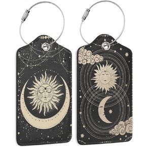 Boho Colorful Paisley 2 Pack Luggage Tag for Suitcase, Cute Unique Leather Bag Tags Identifiers Privacy Cover ID Label with Durable Steel Loop for Women Men Kids Girls Travel