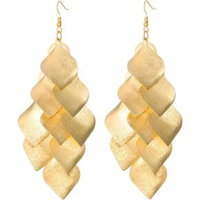 FUTIMELY Layered Leaf Dangle Drop Earrings for Women Girls,Boho Handmade Super Lightweight Butterfly Chandelier Statement Earring Personalized Fashion Jewelry