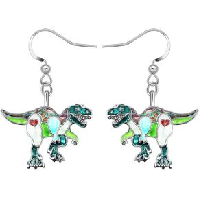 Fun Tyrannosaurus Rex Dinosaur Earrings Dangle Jewelry Enamel Zinc Alloy Hypoallergenic Creative Gifts for Women Girls Charms