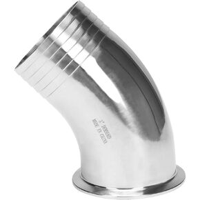 DERNORD Sanitary Hose Barb Pipe Fitting 1.5" Tri Clamp (50.5MM Ferrule) 45 Degree Elbow Tube OD 1-1/4"/32MM