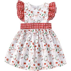 IBTOM CASTLE Baby Girls Floral Romper Dress Princess Ruffle Embroidered First Communion Birthday Party Summer Holiday Dress