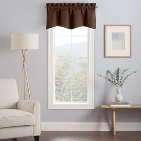 Eclipse Kendall Modern Scalloped Valance Rod Pocket Window Curtain for Kitchen or Bathroom, 42 in x 18 in, Chocolate