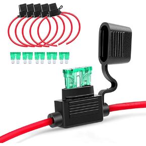 Pack-10 Car Fuse Holder Kit, 12AWG Waterproof Fuse Box with Blade Fuse, Durable Automobile Accessories, Universal for Most Cars, Trucks and Vans (Black)