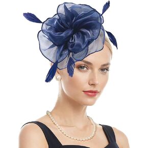 Komorebi Fascinators Hat for Women Tea Party Ribbons Feathers Hat Kentucky Derby Hats with Headband and Clip for Girls Women