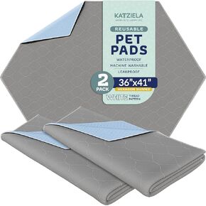 Katziela Washable Pet Pads - (2 Pack 18In x 24In Hexagon) Super Absorbent Waterproof Reusable Dog Pee Pads for Dogs, Washable Puppy Pads for Potty Training, Housebreaking Washable Pee Pads for Dogs