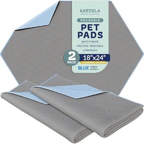 Katziela Washable Pet Pads - (2 Pack 18In x 24In Hexagon) Super Absorbent Waterproof Reusable Dog Pee Pads for Dogs, Washable Puppy Pads for Potty Training, Housebreaking Washable Pee Pads for Dogs
